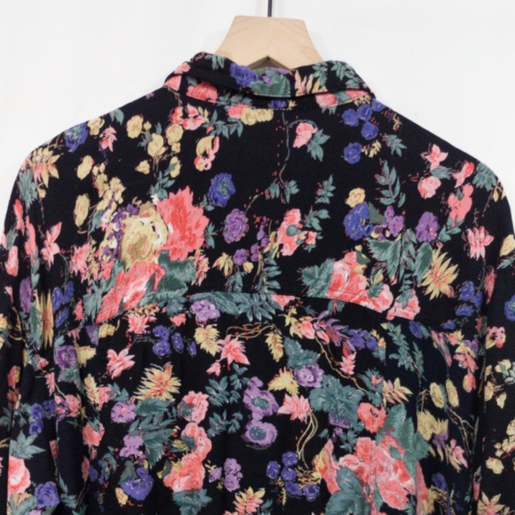 Vintage Whistles Floral Button Shirt Womens 40 Black Multicolor Retro Boho 90s - Picture 6 of 8